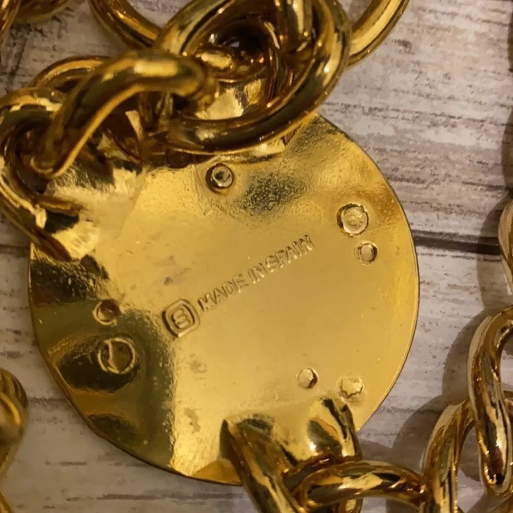 Gilded Gold vermeil hardware double row chain link vintage belt .